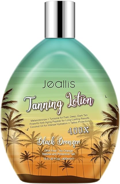 Extreme Dark Tanning Lotion Accelerator for Indoor Tanning Beds & Outdoor Sun Tan with Bronzer to Get Dark Fast Tan, Bronzing Tanning Lotion with Tattoo Protecting Formula, DHA Free, 135oz