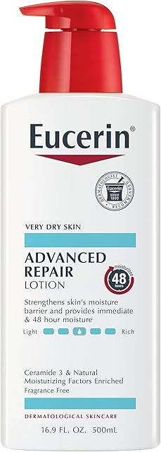 Eucerin Advanced Repair Body Lotion for Very Dry Skin, Unscented Lotion Formulated with Ceramides, 169 Fl Oz Bottle