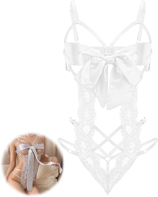 Women's Sexy Lingerie for Women Lace Bodysuit with Bow Tie Cutout Design One Piece Lingerie Sets for Women Sexy