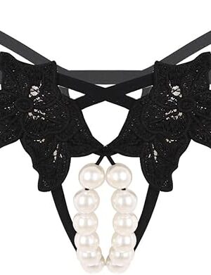 Women's Sexy Pearl Hollow Out Massage Underwear G-String Thongs Panties Lingerie Knickers