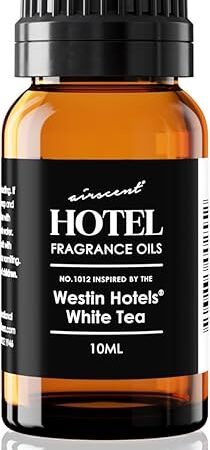 AirScent Hotel Diffuser Oil Inspired by Westin White Tea Hotel Scent - Fragrance Oil No 1012 for Ultrasonic and Waterless Diffusers and Crafting - 10 mL, 034 fl oz Glass Dropper Bottle
