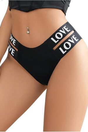 Women's Seamless Briefs Cutout Letter Graphic Print Underwear Sexy Soft Breathable Panty