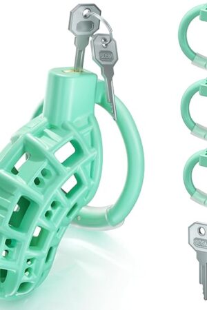 Chastity Cage Male Sex Toys - Lightweight Chastity Device Cock Cage with 3 Size Ring 2 Invisible Lock, Mint Penis Erection Control Bondage Gear &Accessories, Adult Sex Toys for Men Exercise Abstinence