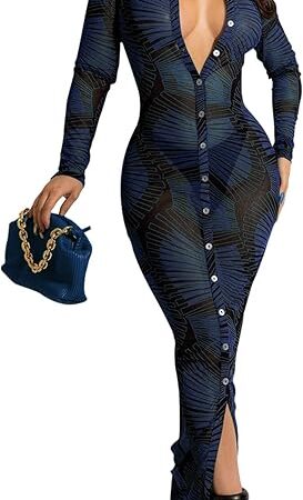 Women's Sheer Mesh Long Sleeve Bodycon Midi Dress Club Night Out Dresses Beach Cover Up Dress
