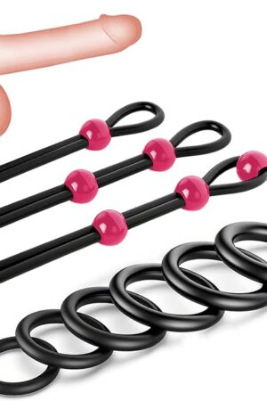 Cock Ring Silicone Penis Ring Set Adjustable Cockring Sex Toys 9 PCS Cock Rings for Men Erection Long Lasting Stronger Adult Toys Cock Sexual Stimulation Device for Men or Couple