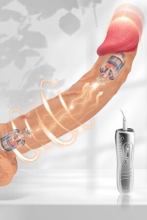 Lh- 95 Inch Lifelike Vibrating Vibrator Realistic Thrusting Silicone Suction Cup Dildo - with 7 Vibrating for Clitoral G spot Stimulation for Hands-Free Play Sex Toys for Women,Female, Men & Couples