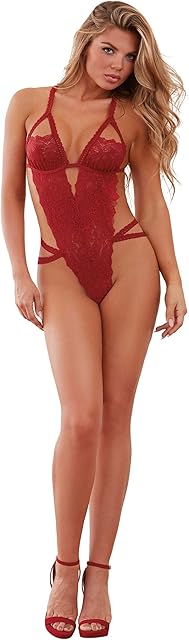 Women's Crotchless Lace Teddy