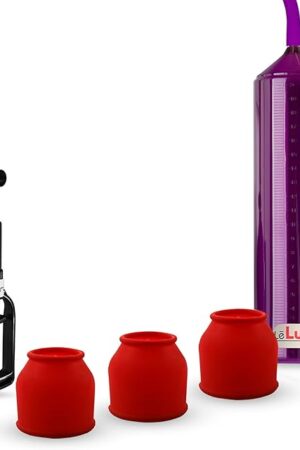 Bundle of 2 Items: LeLuv Vacuum Pump Tgrip Easyop Purple 2.25 Inch x 9 Inch Cylinder Premium Silicone Hose Bundle with 3 Small Sleeves