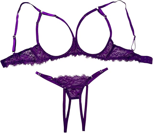 Women's Lace Cut Out Lingerie Set Underwire Bra and Panty Underwear Sets
