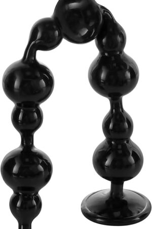 14IN Anal Beads for Men/Women, TPE Anal Plug Vaginal Anus Dilator Prostate Massage Adult Erotic Sex Toys for Beginners (Black, S)