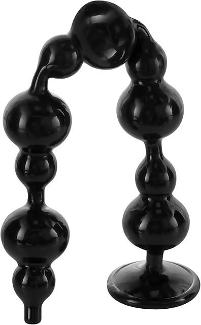 14IN Anal Beads for Men/Women, TPE Anal Plug Vaginal Anus Dilator Prostate Massage Adult Erotic Sex Toys for Beginners (Black, S)