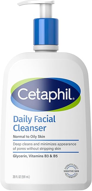 Cetaphil Face Wash, Daily Facial Cleanser for Sensitive, Combination to Oily Skin, 20 oz, Gentle Foaming, Soap Free, Hypoallergenic