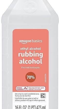 Amazon Basics 70% Ethyl Rubbing Alcohol First Aid Antiseptic, Unscented, 16 Fluid Ounces (Previously Solimo)
