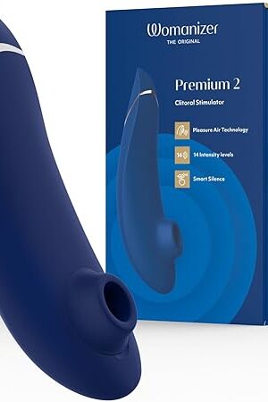 Womanizer Premium 2 Clitoris Vibrator for Women | Clit Sucker Adult Toys | Vibrating Adult Sex Toy | Clit Stimulator for Woman with 14 Suction Speeds | Waterproof Clitoral Stimulation Massager | Blue