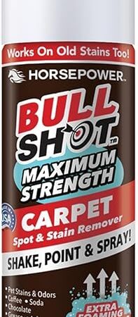 Bull Shot MAX Strength Carpet Spot & Stain Remover by Horsepower, AS-SEEN-ON-TV, Made In US, Just Point & Spray, Stain-Lifting Foam Action, Pet Stains & Odors, Coffee, Wine, New & Old Stains & More