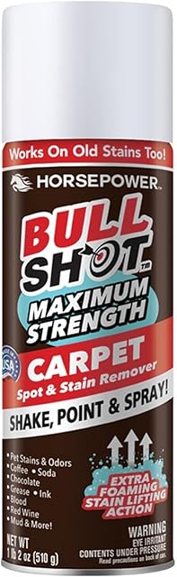 Bull Shot MAX Strength Carpet Spot & Stain Remover by Horsepower, AS-SEEN-ON-TV, Made In US, Just Point & Spray, Stain-Lifting Foam Action, Pet Stains & Odors, Coffee, Wine, New & Old Stains & More