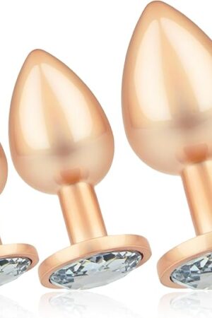 FST Butt Plug Set 3Pcs Metal Anal Plug with Large Diamond Base Wearable Anal Training Kit for Prostate Massage Adult Sex Toys for Men Women Couples Beginners