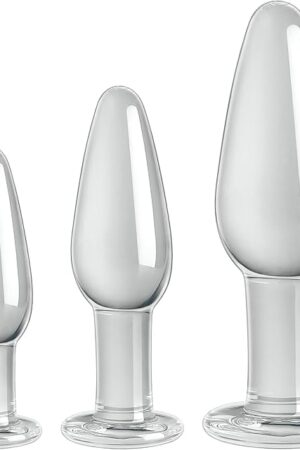Conical Glass Anal Plug, 3Pc Transparent Butt Plug Glass Plug Butt Plug G-Spot Stimulator Prostate Massager Vaginal Masturbation for Women Men Couples Beginners Valentine's Gift Sex Toys Sex Factory