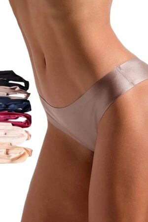 6 Pack Womens Sexy Ice Silk Thong Underwear Breathable Seamless Cozy Panties
