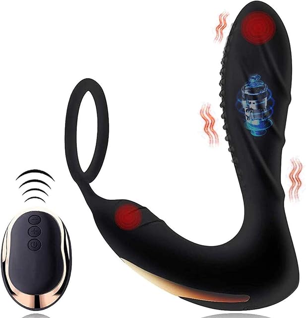 BEISAR Prostate Massager Anal Vibrator, Male Sex Toys for Men Sex Toy Anal Plug Anal Toys Adult Toys Male Vibrator Butt Plug for Women with 7 Wiggling Vibrating Double-Ended Dildos (Dark Black)