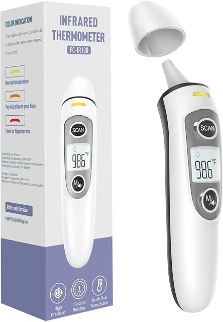 Ear Thermometer for Adults and Kids, Digital Accurate Ear and Forehead Thermometer with Fever Alarm, 1 Second Fast Result, Easy to use, 2 in 1 Mode