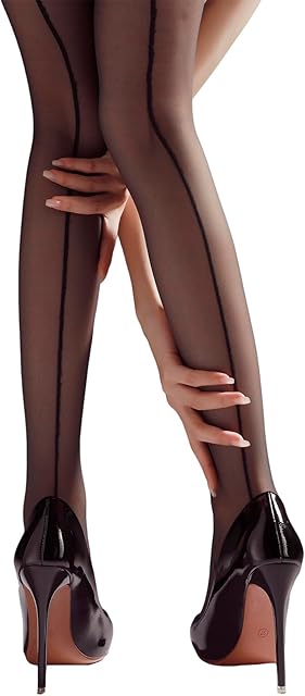 Women's 15D Sheer Pantyhose with Backseam & Cuban Heels High Waist Tights Plus Size up to 264lbs Ultra Stretchable Stockings