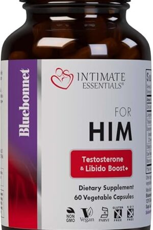 Bluebonnet Nutrition Intimate Essentials for Him, Testosterone & Libido Boost*, on-GMO, Vegan, Kosher Certified, Gluten-Free, Soy-Free, Milk-Free, 60 Vegetable Capsules, 30 Servings