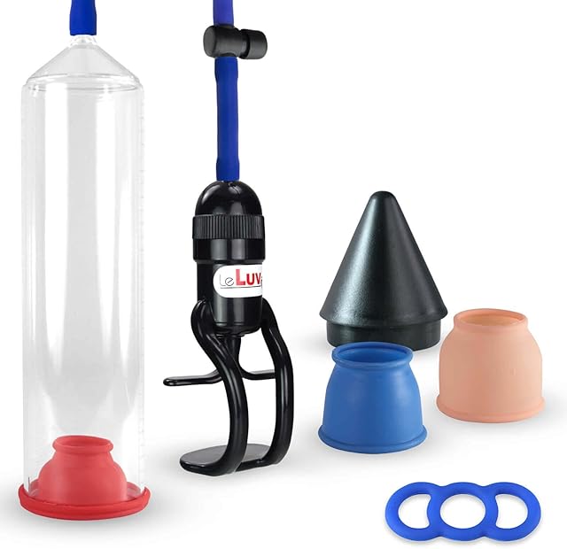 LeLuv Vacuum Pump Slippery Silicone Hose Zgrip 3 Sleeve Bundle with .8 inch Tension Ring and Easy Loader Cone