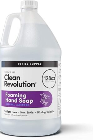 Clean Revolution Foaming Hand Soap Refill Supply Container Ready to Use Formula Natural Lavender Fragrance, 128 Fl Oz