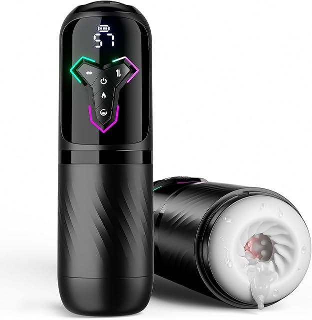Heating Male Masturbator Penis Pump - Upgrade 5 in 1 Male Sex Toys for Men with 10 Vibrating & Licking 7 Thrusting & 5 Sucking Modes, Adult Sex Toys Machines & Devices Pocket Pussy Stroker LCD Display