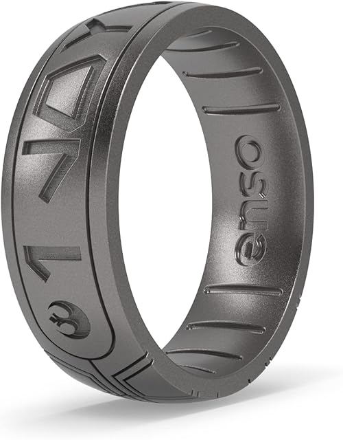 Enso Rings Star Wars Silicone Ring - I Love You - Comfortable and Flexible Design - Aurebesh - Platinum - Size 7