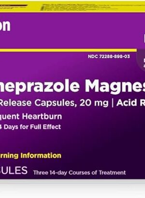 Amazon Basic Care Esomeprazole Magnesium Delayed Release Capsules, 20 mg, Acid Reducer, Heartburn Medicine, 42 Count