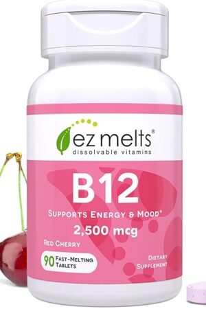EZ Melts B12 Sublingual Vitamin 2,500 mcg, Methylcobalamin, Sugar-Free, 3-Month Supply