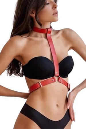 Harness Belt Costume for Women Chest Harness for Women,Gothic Rave Accessories Sexy Chest Harness Belt Sex Bondage Harness Bondage Gear & Accessories PU Leather Sex Straps Harness Set Sex Toys Red