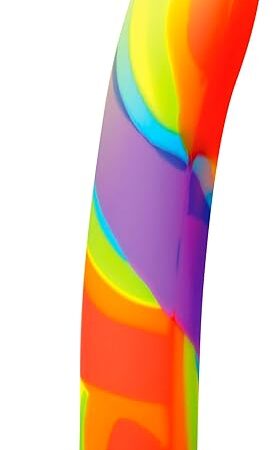 CURVE TOYS Simply Sweet Rainbow Silicone Dildo for Beginners, Men, Women, & Couples. Premium Silicone and Curved and Smooth. Suction Cup Base & Harness Compatible.1 Piece, Rainbow.