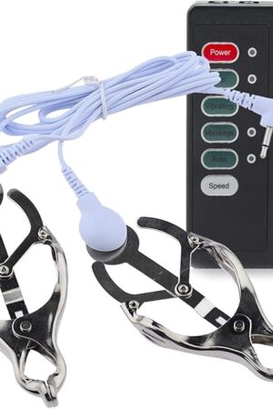 Electric Shock Nipple Clamps, Adjustable Current Level, Nipple Clips for Pleasure Sex, Non-Piercing Nipple Jewelry, Pleasure Toy for Adults Role Play Game. (White)