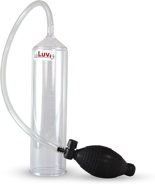 LeLuv Easyop 2.25 Inch by 9 Inch Cylinder Penis Pump Black Bgrip Ball Handle Clear Graduated Cylinder/Clear Collapse-Resistant Hose
