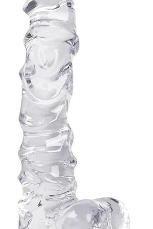 Clear Realistic Dildo - 89" Long Special Muscle Curves G-spot Dildo, Flexible Safe Material Suction Cup Thin Dildo for Hands-Free Vagina Anal Play, Lifelike Ribbed Dildo Adult Sex Toys for Women Men