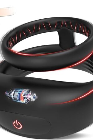 Vibrating Cock Ring Sex Toys for Men - Silicone Pleasure Penis Ring Vibrator with 9 Vibrations, Adult Male Sex Toy for Men, Double Penis Vibrators, Couples Male Adult Sex Toys & Games