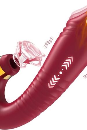 Adult Sex Toy Vibrator Dildo - Benanto 2IN1 G Spot Clitoris Stimulator with 9 Thrusting + 9 Suction, Adult Nipple Clit Anal Forplay Sucker Games for Female Women Men Couples Red