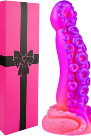2" Diameter Silicone Tentacle Fantasy Monster Dildo for Women Men, 8 Inch Extra Huge Large Thick Anal Dildo with Suction Cup, Giant Octopus Alien Pink Purple Colorful G-spot Dildos Strap On Sex Toy
