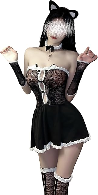 Women's Cat Cosplay Outfit Costume Roleplay Lingerie Set