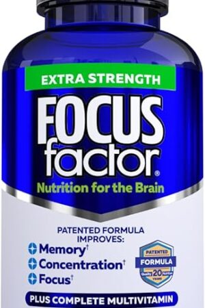Focus Factor Adults Extra Strength, 120 Count - Brain Supplement for Memory, Concentration and Focus - Complete Multivitamin with DMAE, Vitamin D, DHA - Trusted Health Vitamins