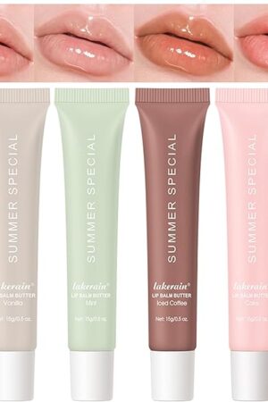 4 PCS Lip Glossy Butter Balm Set,Instant Moisture and Hydration Lip Gloss,Long-lasting Hydrating Non-Sticky Lip Balm,Soften Dry Lips and Lip Care