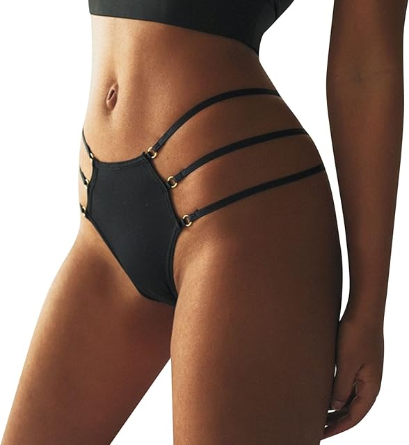 Women Bandage Design Hollow Out Underwear Low Waist Sexy Thong Traceless Panties Lace Japanese Lingerie for Women Black