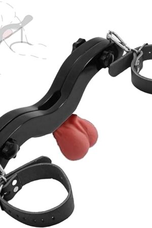 Cock Bondage Flail with Wooden Clip, Adjustable Ankle Cuffs Scrotum Humbler BDSM Penis Adult Sex Toys Men SM CBT Testicle Toys