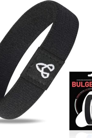 BULGEBAND - Flexible Cock Ring for Male Sex Toy, Realistic Adult Male Sex Toys for Men - Nylon Fabric Penis Rings Stretchy Cock Ring - (Solid Black, Relaxed, 1 Pack)