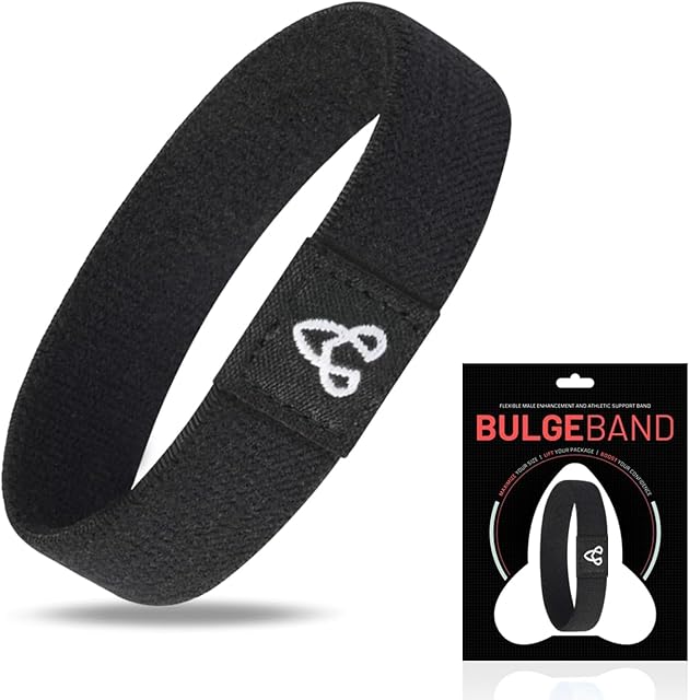 BULGEBAND - Flexible Cock Ring for Male Sex Toy, Realistic Adult Male Sex Toys for Men - Nylon Fabric Penis Rings Stretchy Cock Ring - (Solid Black, Relaxed, 1 Pack)