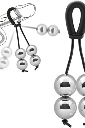 Cock Ring for Men PC Muscle Strengthening Trainer -Metal Ball Weighted Hook Penis Stretcher Adjustable Professional Penis Weighted Ball Physical Exerciser Adult Male Sex Toys Enhance Stamina