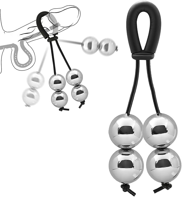 Cock Ring for Men PC Muscle Strengthening Trainer -Metal Ball Weighted Hook Penis Stretcher Adjustable Professional Penis Weighted Ball Physical Exerciser Adult Male Sex Toys Enhance Stamina